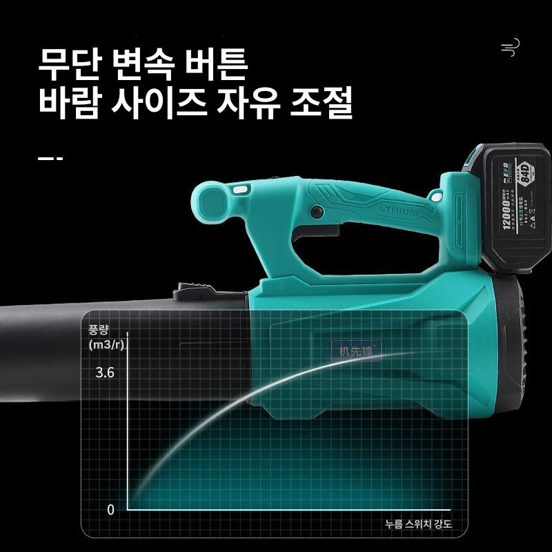 충전식 무선 핸디 낙엽 청소기 원예용 휴대용 먼지제거 제설기 레이크블루 48V 단일 배터리 - 상세 이미지 4