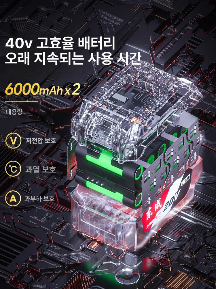 충전식 무선 낙엽송풍기 산업용 송풍기 배터리2개 세트 먼지 제거기 제설기 본체만20V호환+4.0Ah 배터리 2개 - 상세 이미지 4