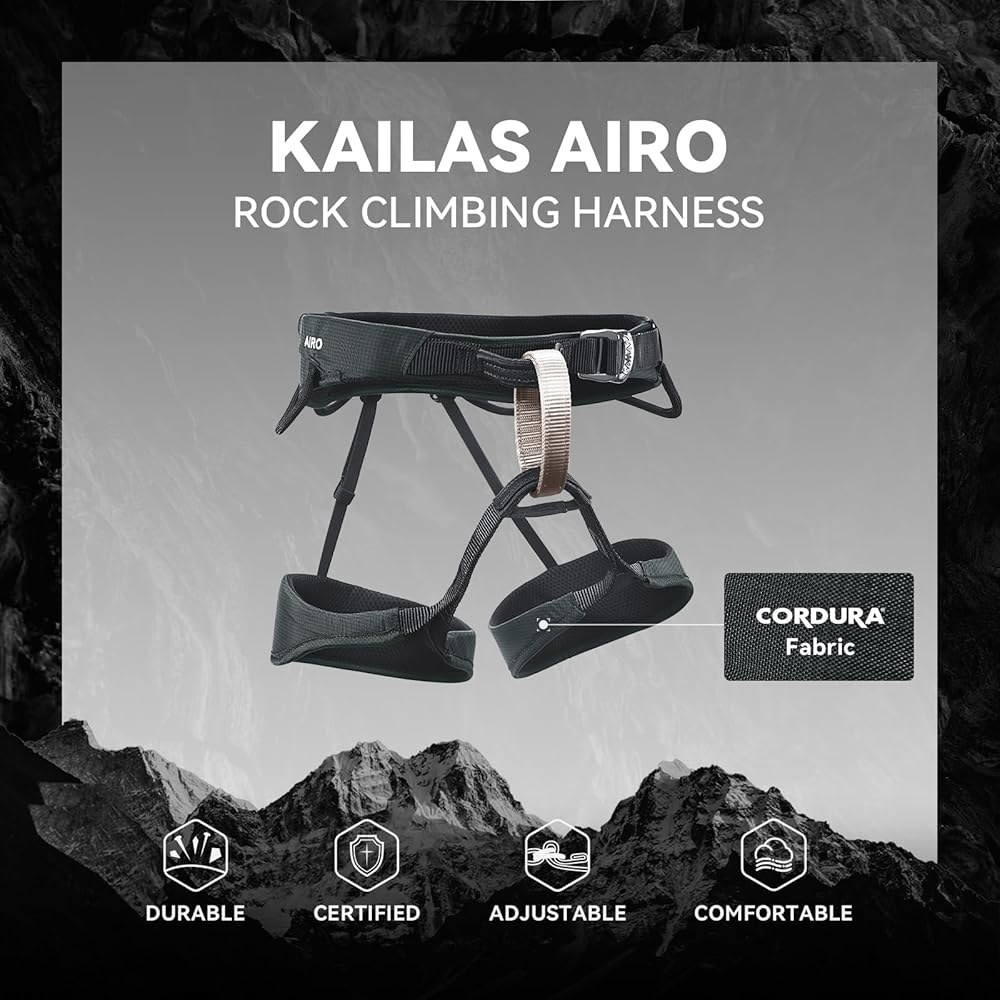 KAILAS Airo 클라이밍 하네스 루핑 암벽 등산 경량 여성용 안전 등반 벨트 편안한 남성용 Green Medium - 상세 이미지 3