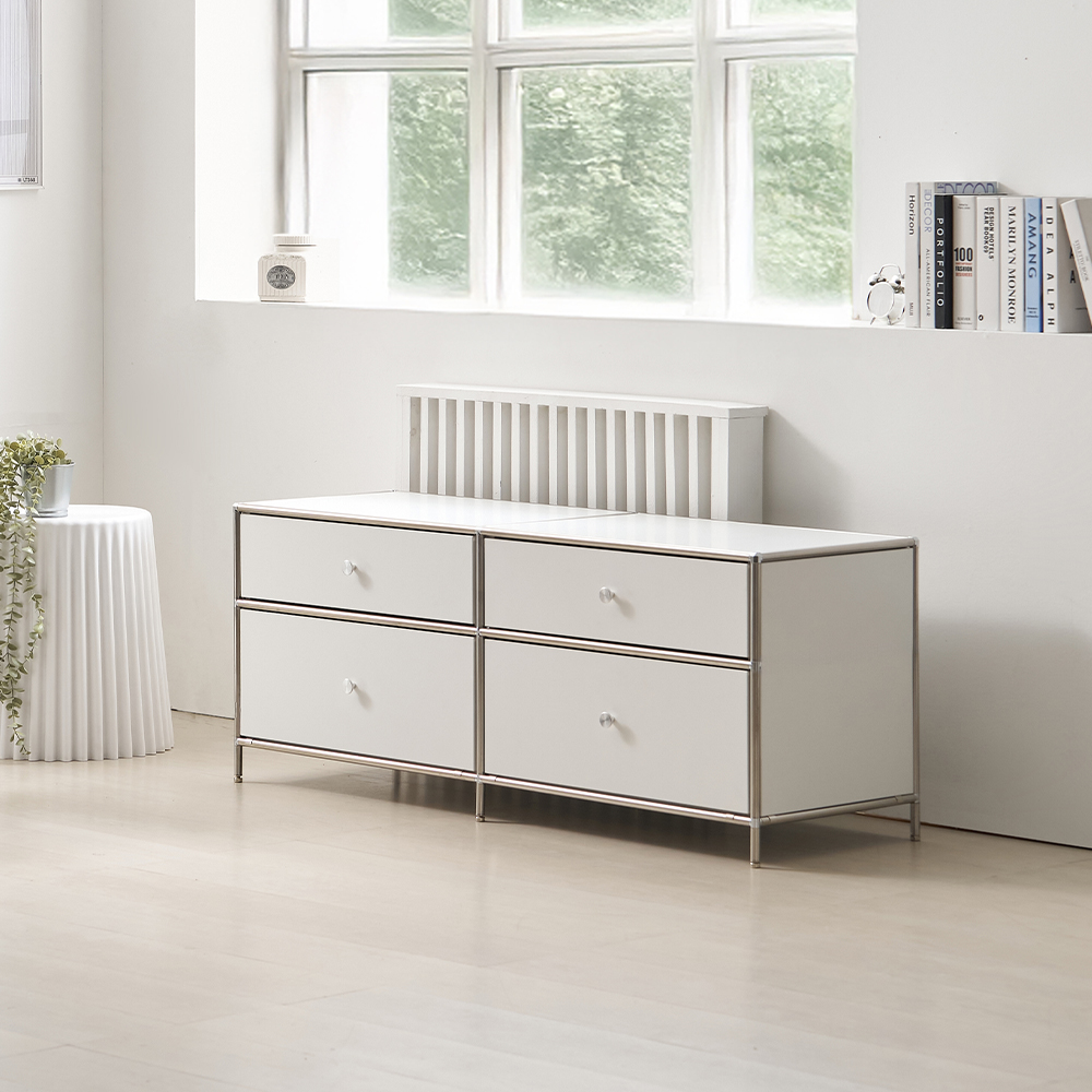 벨리에 미드센츄리거실장 모듈거실장 1200x400x485mm, 소프트화이트