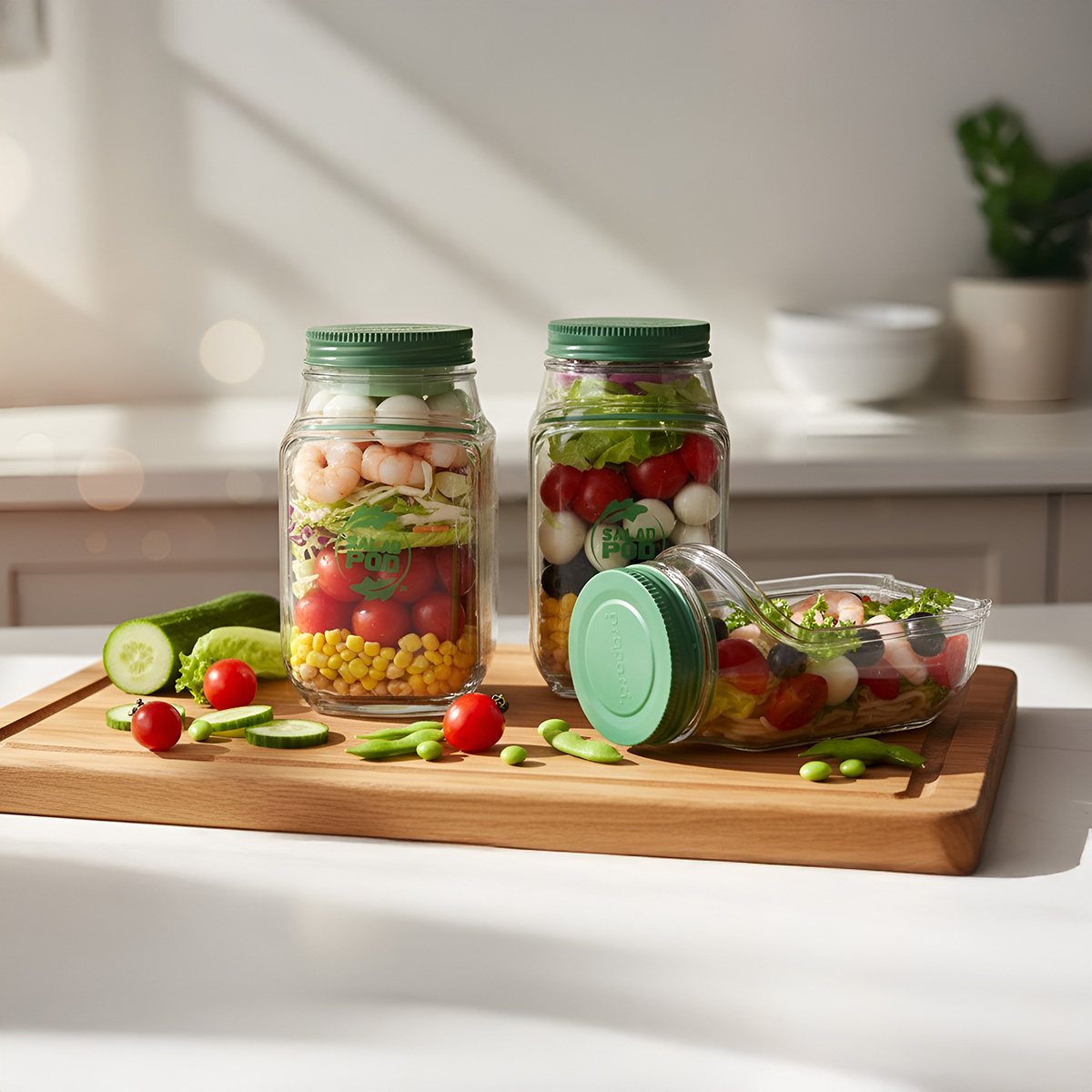 프리파라 밀프렙 샐러드팟 1100ml 트라이탄 젖병소재 샐러드용기 도시락통 밀폐용기 제품 이미지