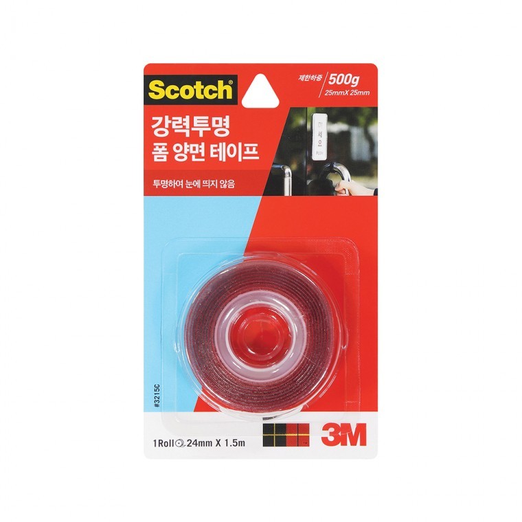 3M 스카치 강력 투명 폼 양면 테이프 3215C (24mm x 1.5m) - 상품 이미지