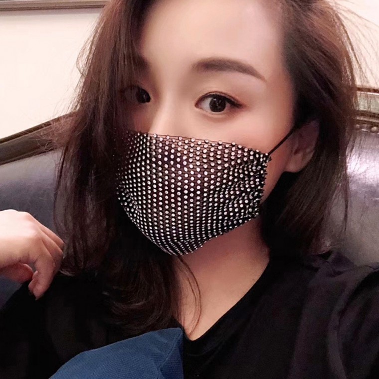 얼굴커버 시스루 큐빅마스크 커버마스크 빤짝이마스크 클럽마스크 보석마스크 패션마스크 빨아쓰는마스크 - 메인 이미지