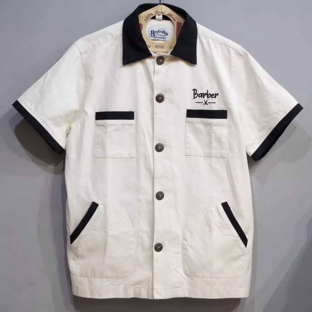 바버샵 유니폼 이발사 작업복 남성용 미용 단체복 A형 M-2XL - 상품 이미지