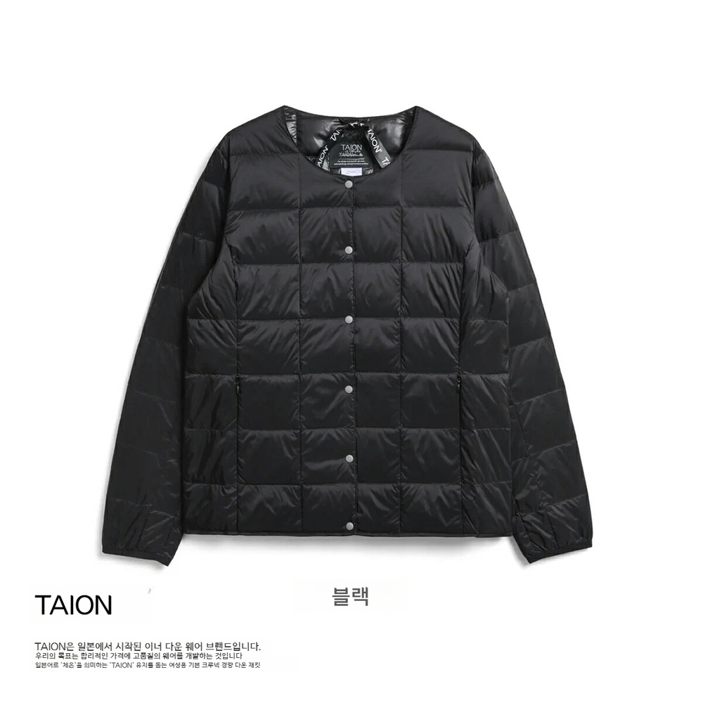 타이온 여성 베이직 크루넥 경량 다운자켓 경량패딩 TAION-W104 블랙 S 이미지 6