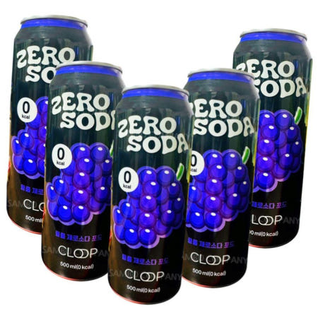 제로탄산 클룹 제로소다 포도 (5캔) 500ml