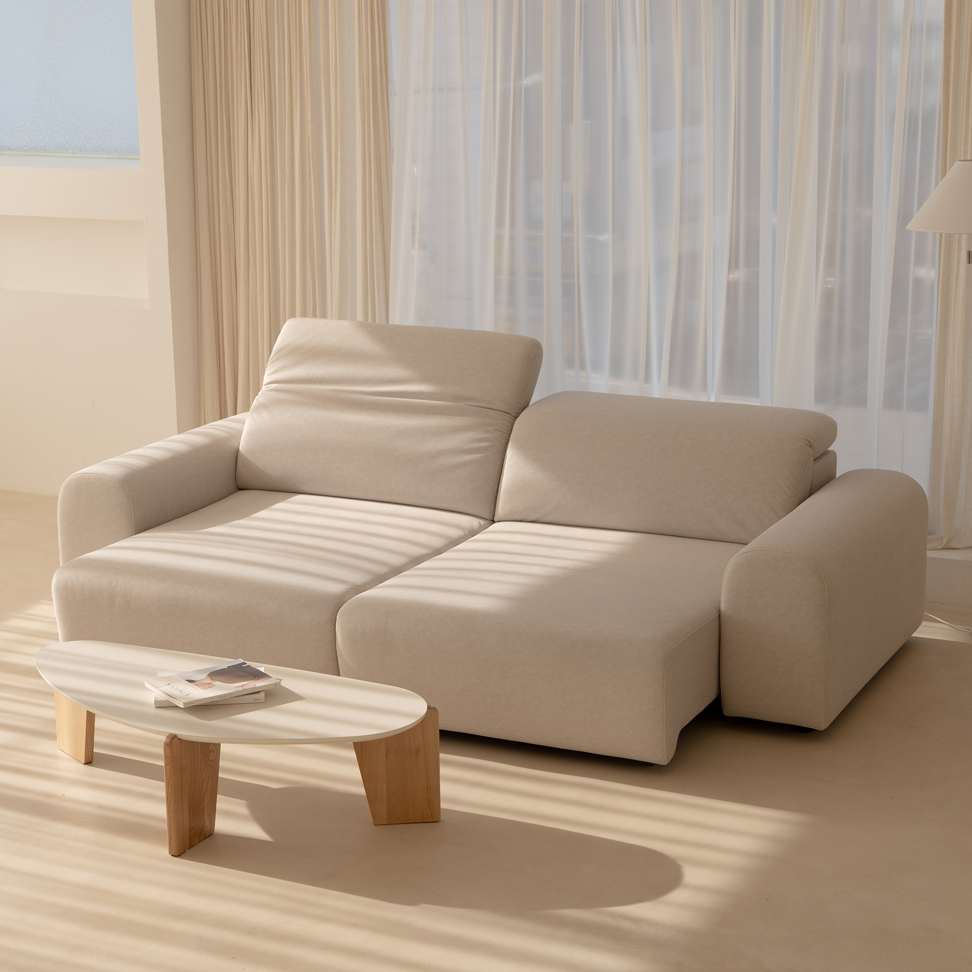 슬립 3.5인용 전동 리클라이너 이지클린 패브릭 슬라이드 모션 소파 2600