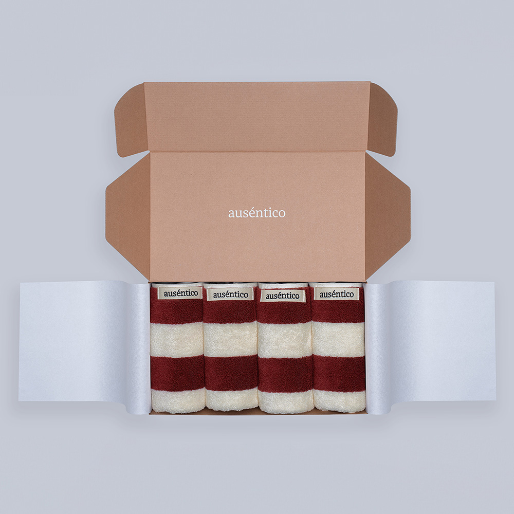 오센티코 페이스타올 선물세트 210g, 버건디, 4장 - 상품 이미지