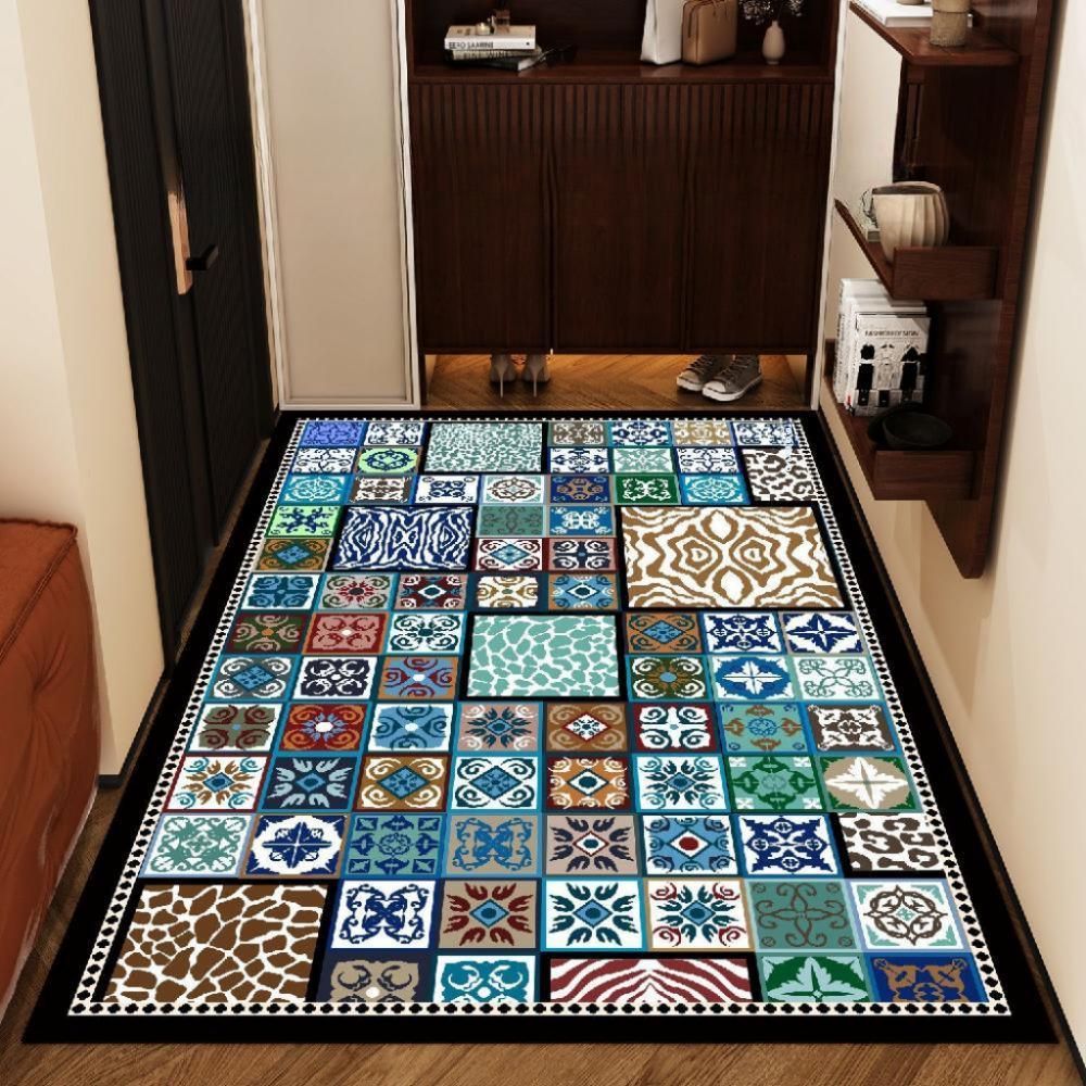 아메리칸 감성 러그 빈티지 거실 현관 카페트 매트 레트로 A 50x80cm 흰색 바닥가죽