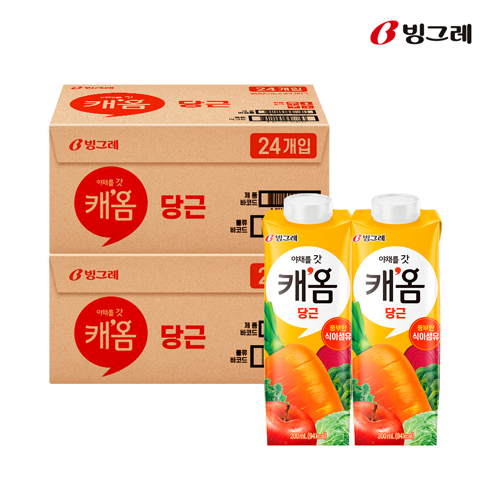 빙그레 캐옴 당근 200ml 48개 야채주스 - 상품 이미지