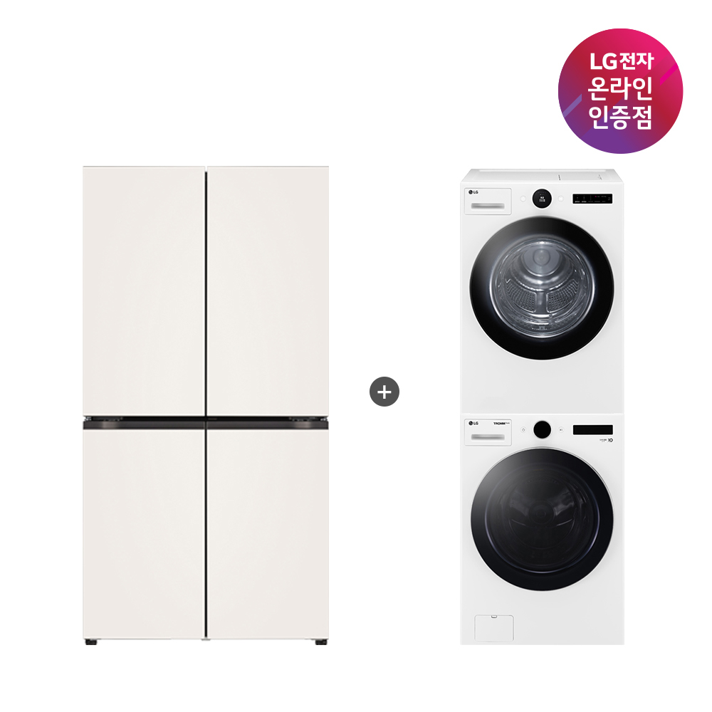 LG 디오스 AI 오브제컬렉션 매직스페이스 냉장고 + LG 트롬 세탁기건조기 세트 (T876MEE111 + FX23WNR-2WQ) - 상품 이미지