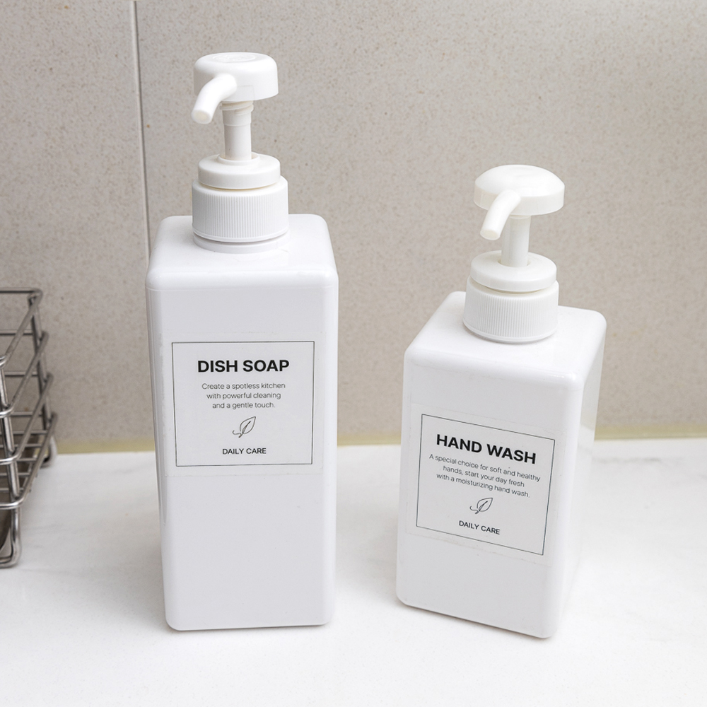 모던큐브 핸드워시 샴푸 바디워시 디스펜서 리필용기 공병 250ml-3p +데일리 라벨지3종 - 상세 이미지 2