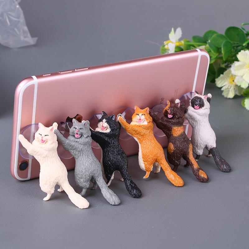 귀여운 고양이 캐릭터 휴대폰 태블릿 톡홀더 탁상용 자석 거치대 화이트 페이스 1개 - 상세 이미지 2