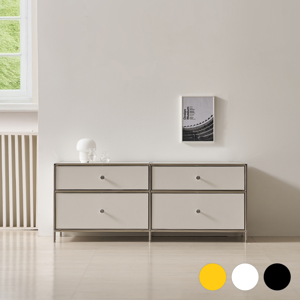 벨리에 미드센츄리거실장 모듈거실장 1200x400x485mm, 소프트화이트