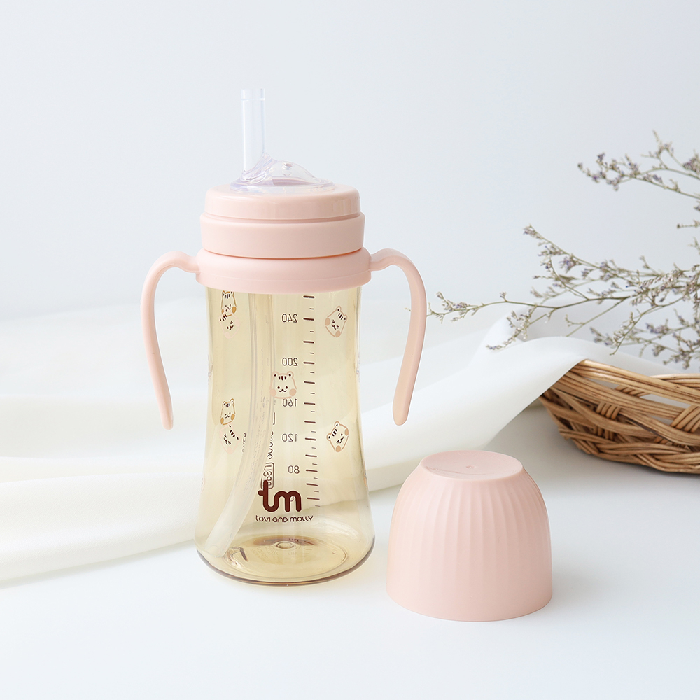 [토비앤몰리] 1+1 돗람이 아기 유아 어린이집 이유식 자기주도 빨대컵 280ml