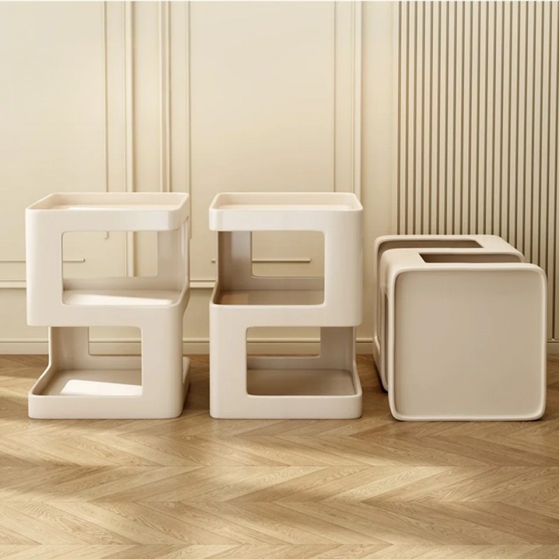 이동식 침대 사이드테이블 좁은 공간 절약형 거실미니테이블 2단 협탁 다기능 홈 스토리지 테이블 쇼파옆테이블 서랍 기능 포함 화이트