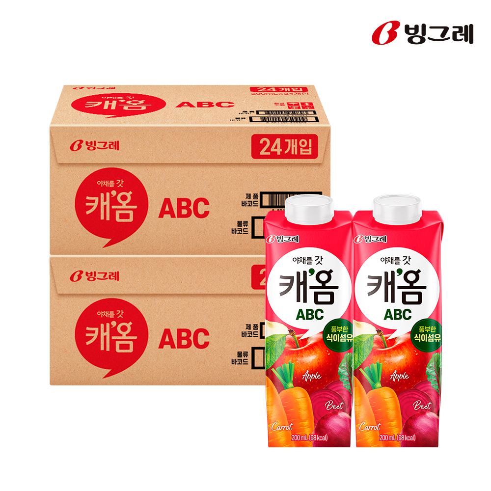빙그레 캐옴 ABC주스 200ml 48개 야채주스 - 상품 이미지
