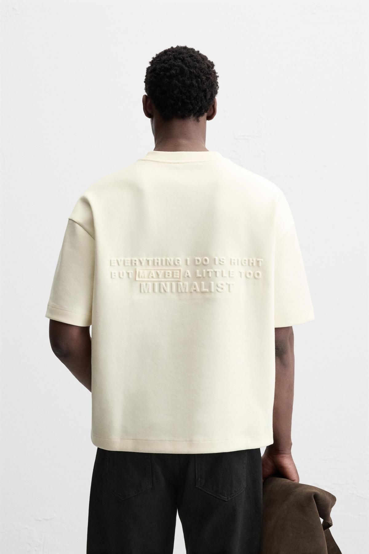 자라 엠보싱 프린트 티셔츠 3665/401 OYSTER-WHITE - 상세 이미지 4