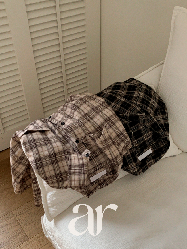 빈티지 체크 루즈핏 기모 겨울 셔츠 bs8561 - 상세 이미지 3