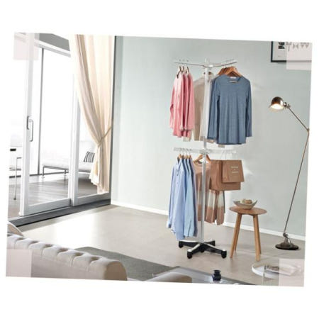 업그레이드 둘더스 와이드행거 생활용품 이동식행거 행거(아이보리) 정리정돈 매장디스플레이 /바퀴없음 옷걸이 2단행거 매장용행거 행거 트리플M