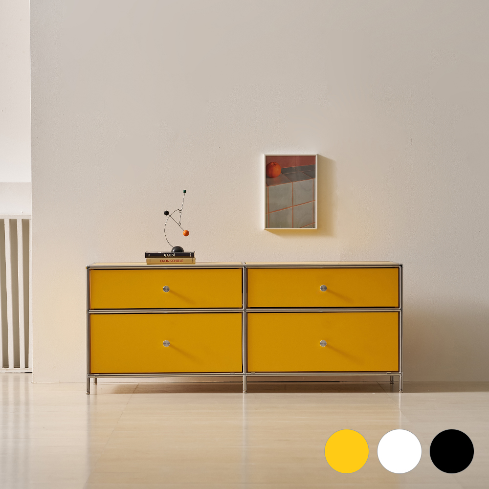 벨리에 아벨 모듈거실장 미드센츄리거실장 1200mm, 옐로우