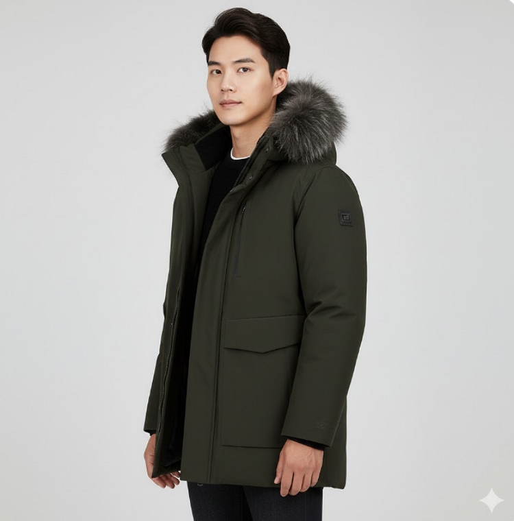 밀레 아웃도어 남성 겨울 고어 윈드스토퍼 야상형 라쿤 다운 패딩점퍼 - 상세 이미지 2