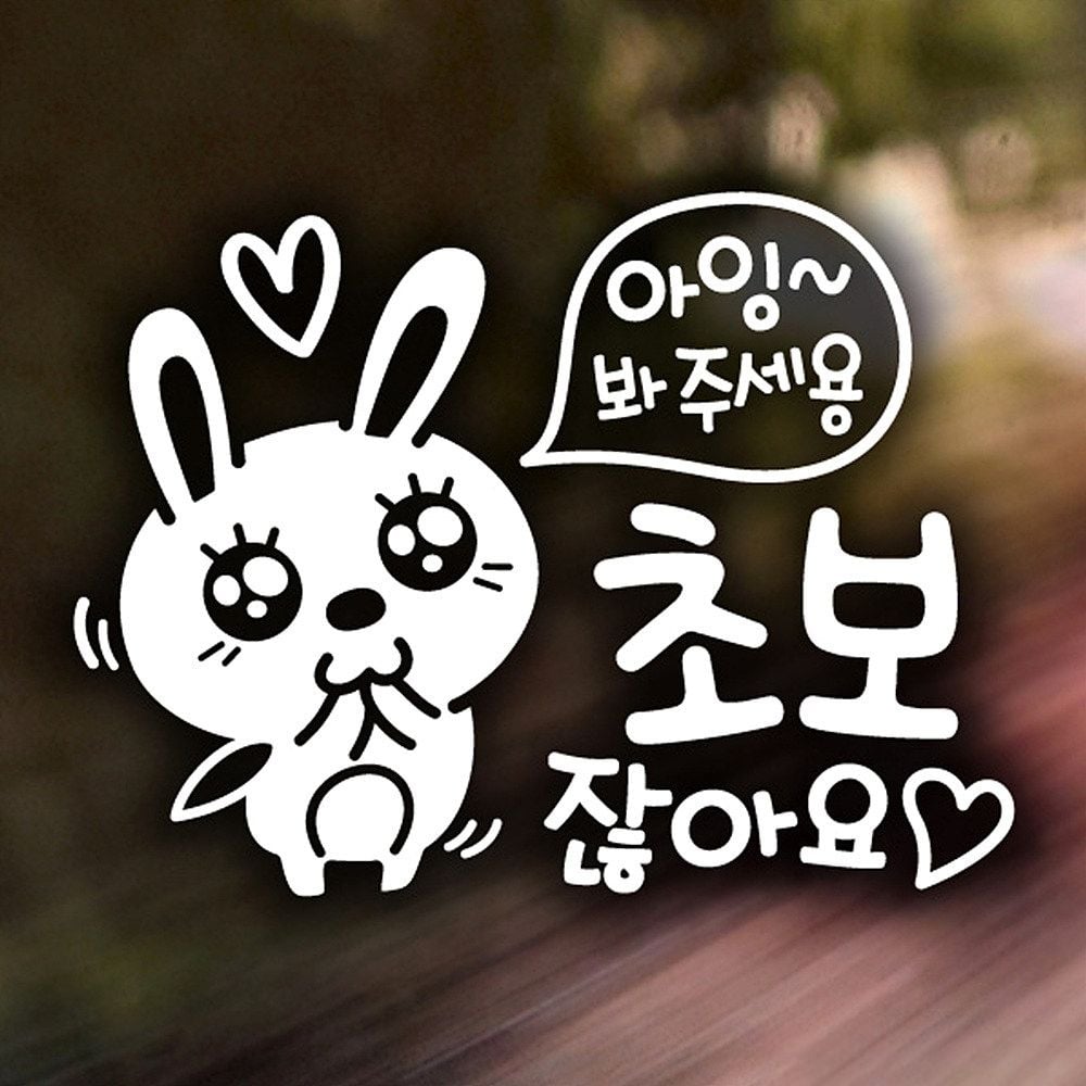 아잉 초보 애교토끼 초보운전스티커-반사 - 상품 이미지