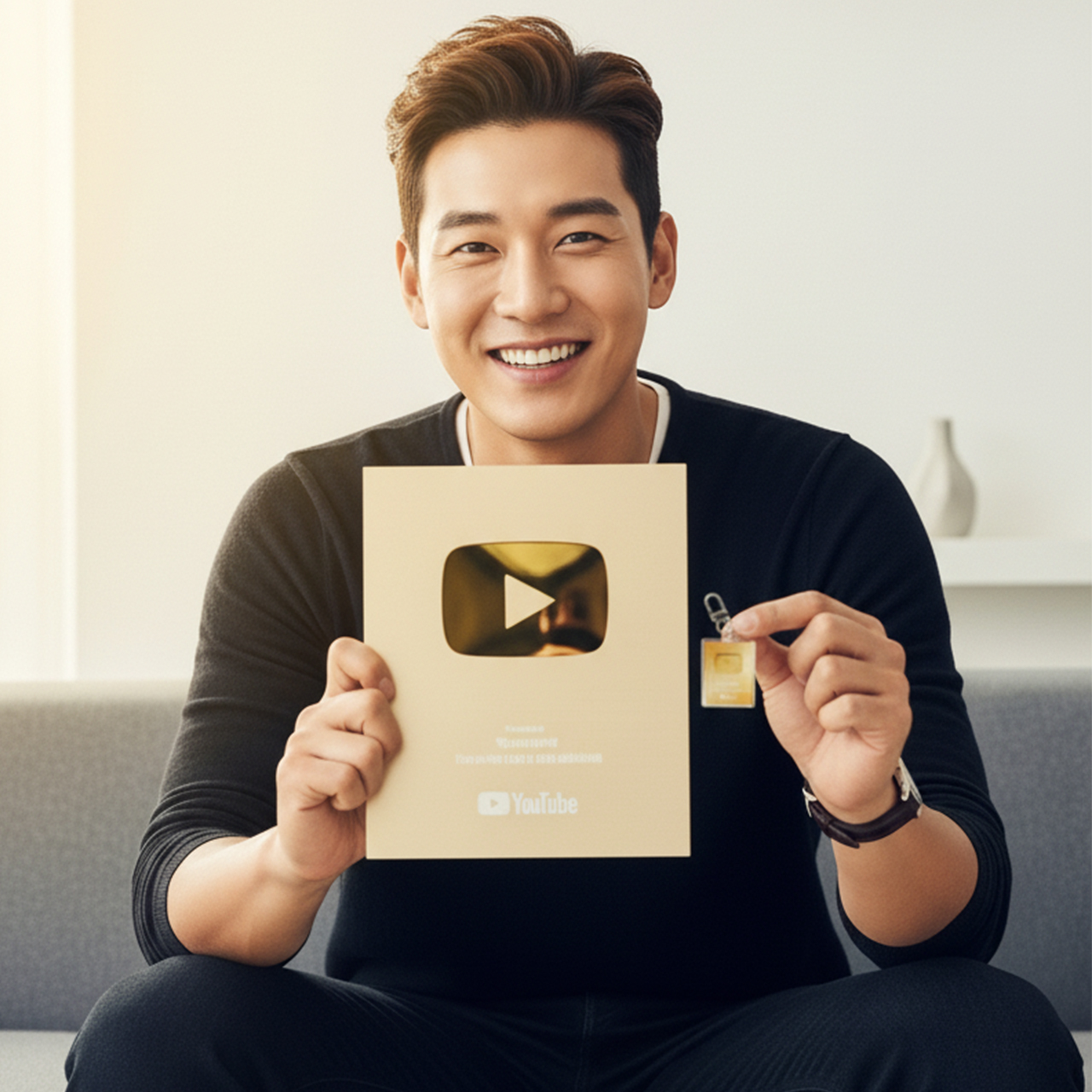 응원 굿즈 유튜브 버튼 키링 유튜버 커스텀 인플루언서 홍보 선물 단체 소품 연예인 가수 - 상품 이미지