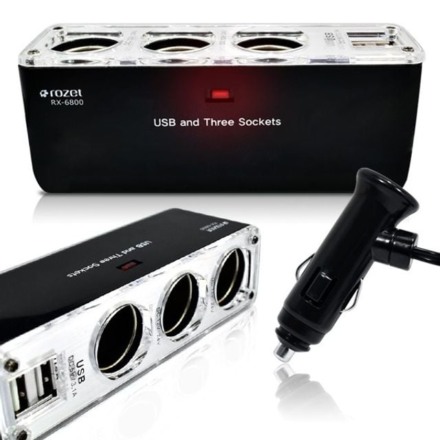 로제트 차량용 3구시가잭/RX-6800/USB2포트추가/ - 상품 이미지