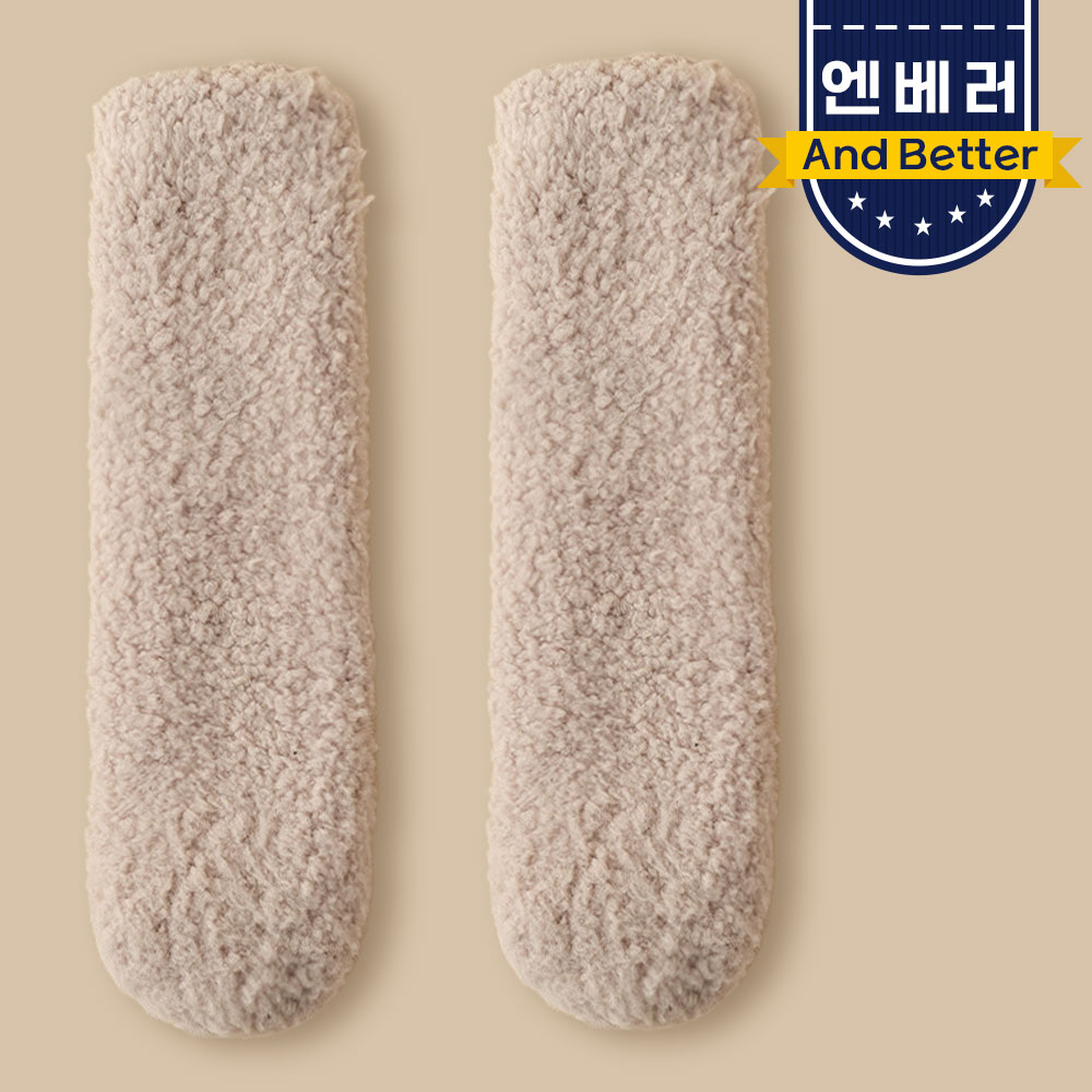 [2켤레] 왕도톰 수면양말 겨울 기모 수족냉증 보온 임산부 여성 무압박 귀여운 양털양말 - 상세 이미지 2