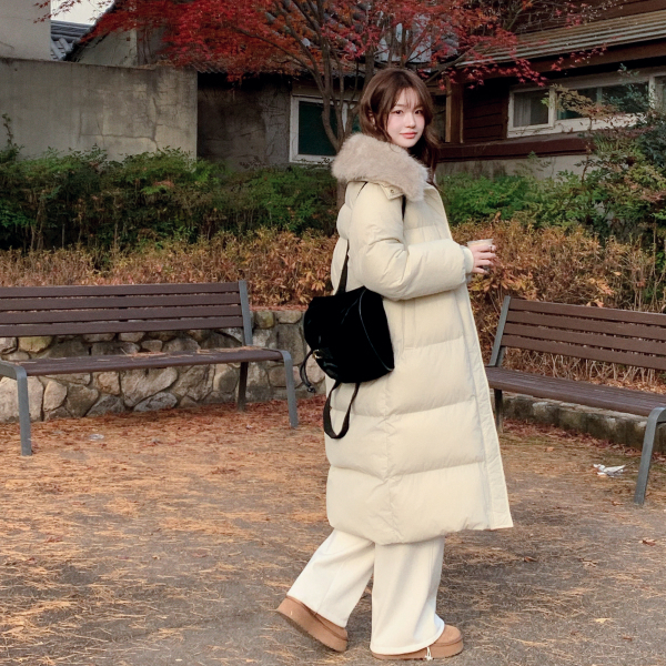 퍼 카라 허리 스트링 투웨이 롱 패딩 jp745 - 상품 이미지