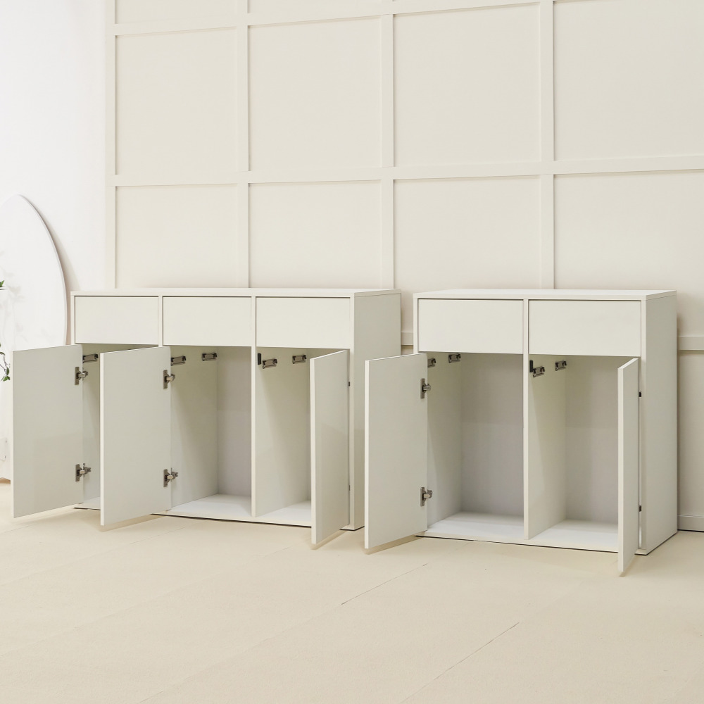 이븐 휴지통 분리수거장 탕비실 커피머신 받침대 773x400x800mm, 2단, 화이트 이미지 7