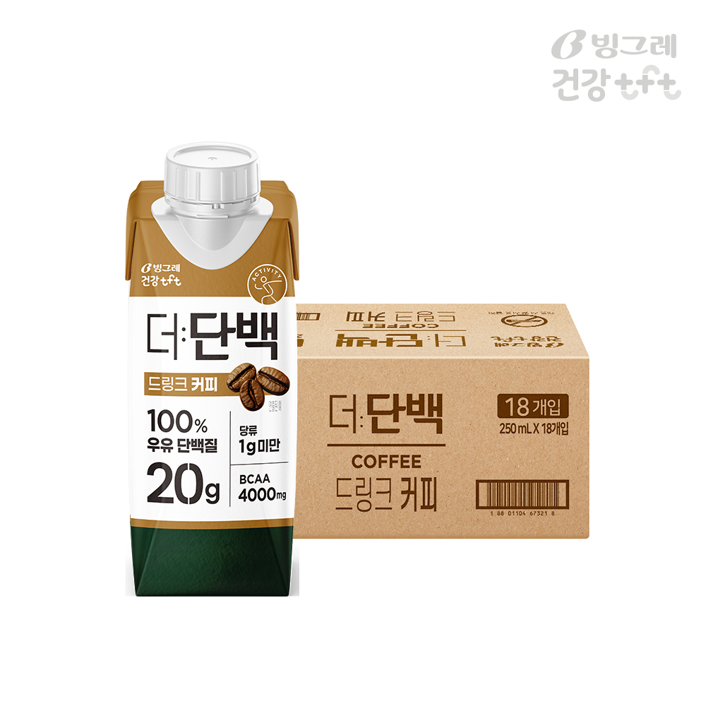 빙그레 더단백 드링크 커피맛 단백질 프로틴음료 250ml 18팩 제품 이미지