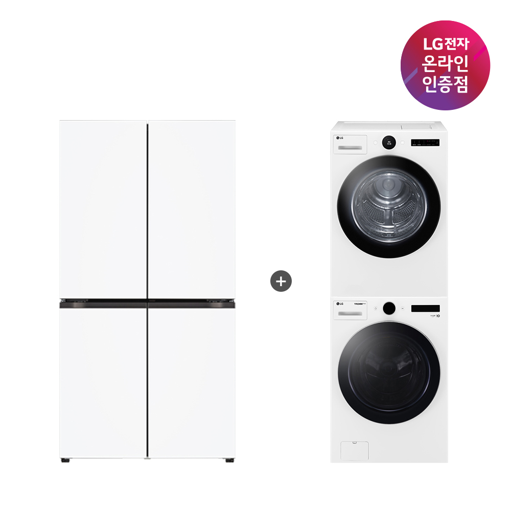 LG 디오스 오브제컬렉션 매직스페이스 냉장고 + LG 트롬 세탁기건조기 세트 (T876MQQ111 + FX23WNR-2WQ) - 상품 이미지