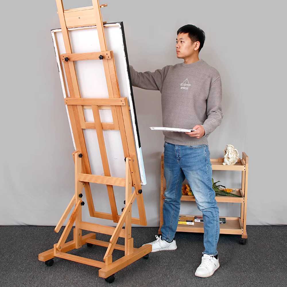 원목 이젤 대형 높이조절 작업대 회화 뒤받침대 화판 일반형 - 상세 이미지 5