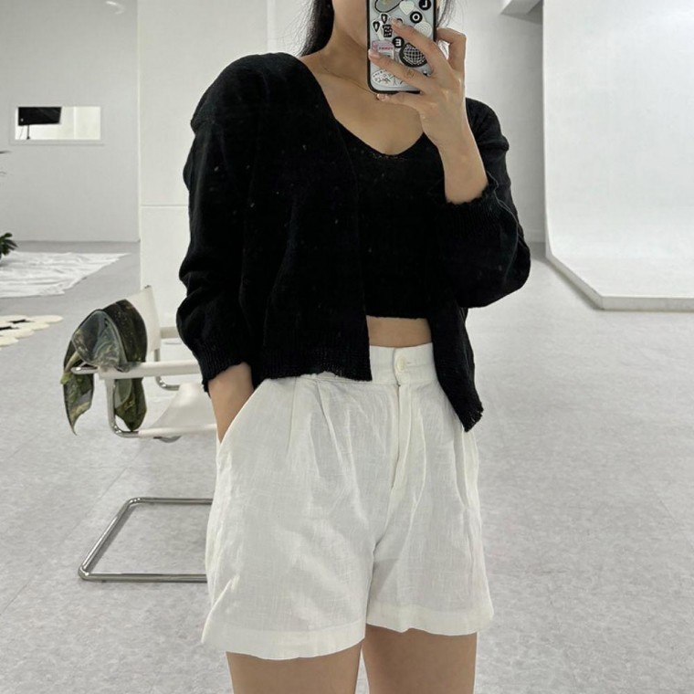 여름 2컬러 꾸안꾸 스타일 나시 가디건세트 - 상품 이미지