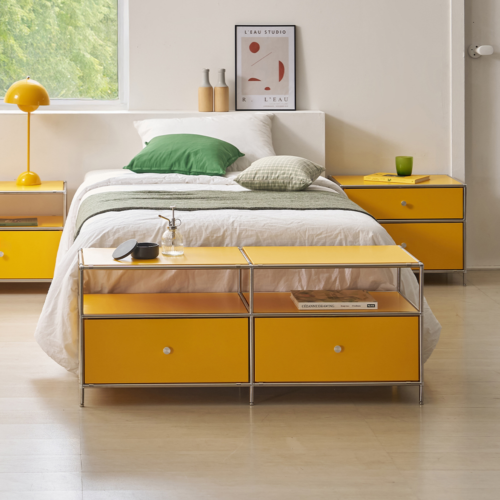 벨리에 미드센츄리거실장 모듈거실장 1200x400x485mm, 옐로우