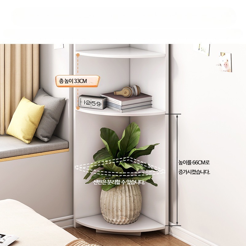 코너 선반장 수납장 틈새 3단 4단 거실 주방 다용도 책장 정리 캐비닛 멀티 구름시 화이트 40x40x180CM - 상세 이미지 3