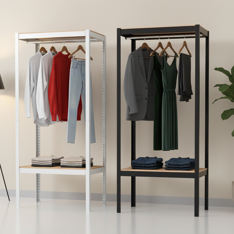 스피드랙 시스템행거 스탠드 옷걸이 드레스룸 홈던트하우스 400x400x900 2단 1행거 제품 이미지