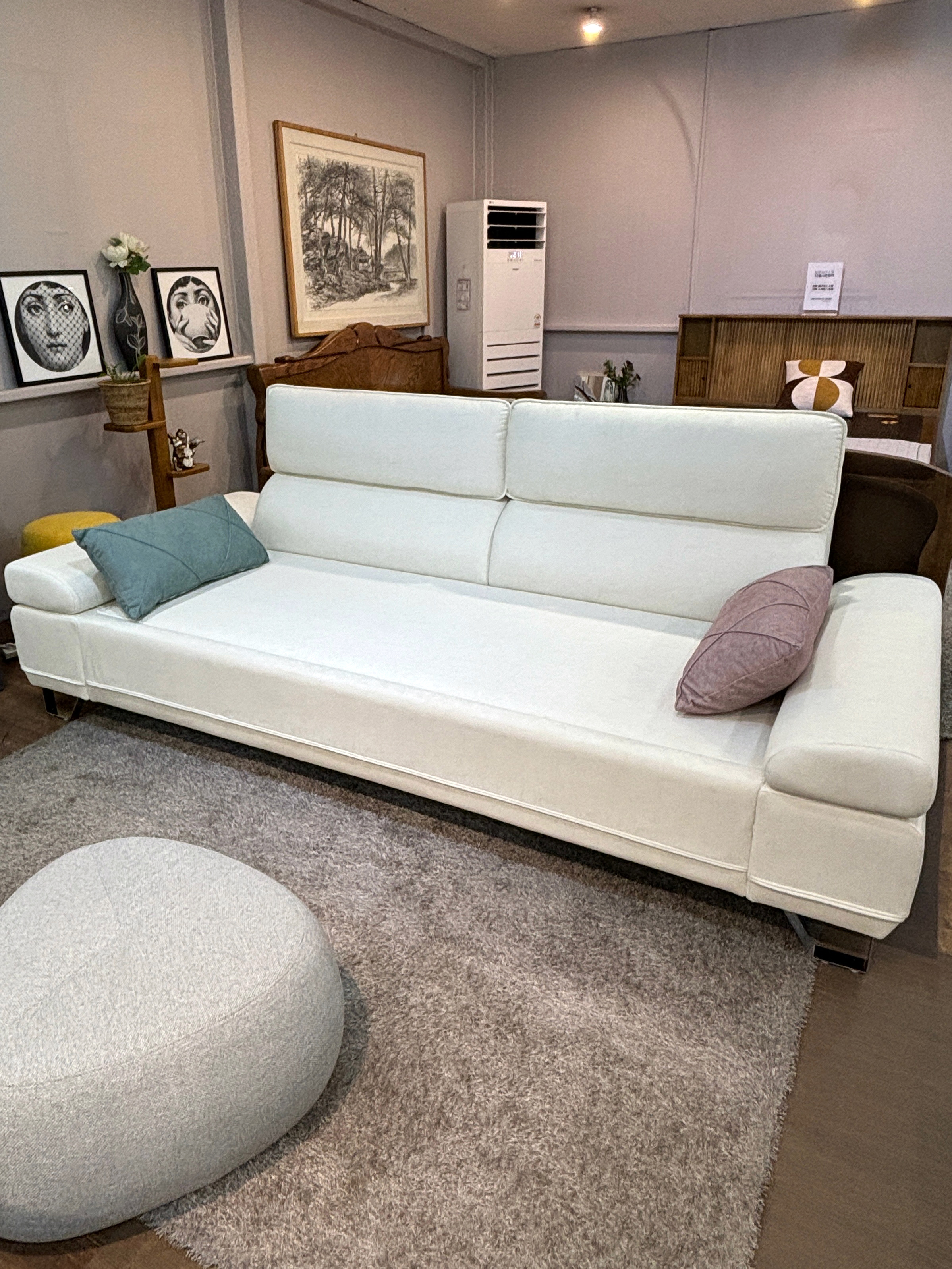 이지클린 패브릭 황토보료 소파 데이베드 스툴미포함, 아이보리