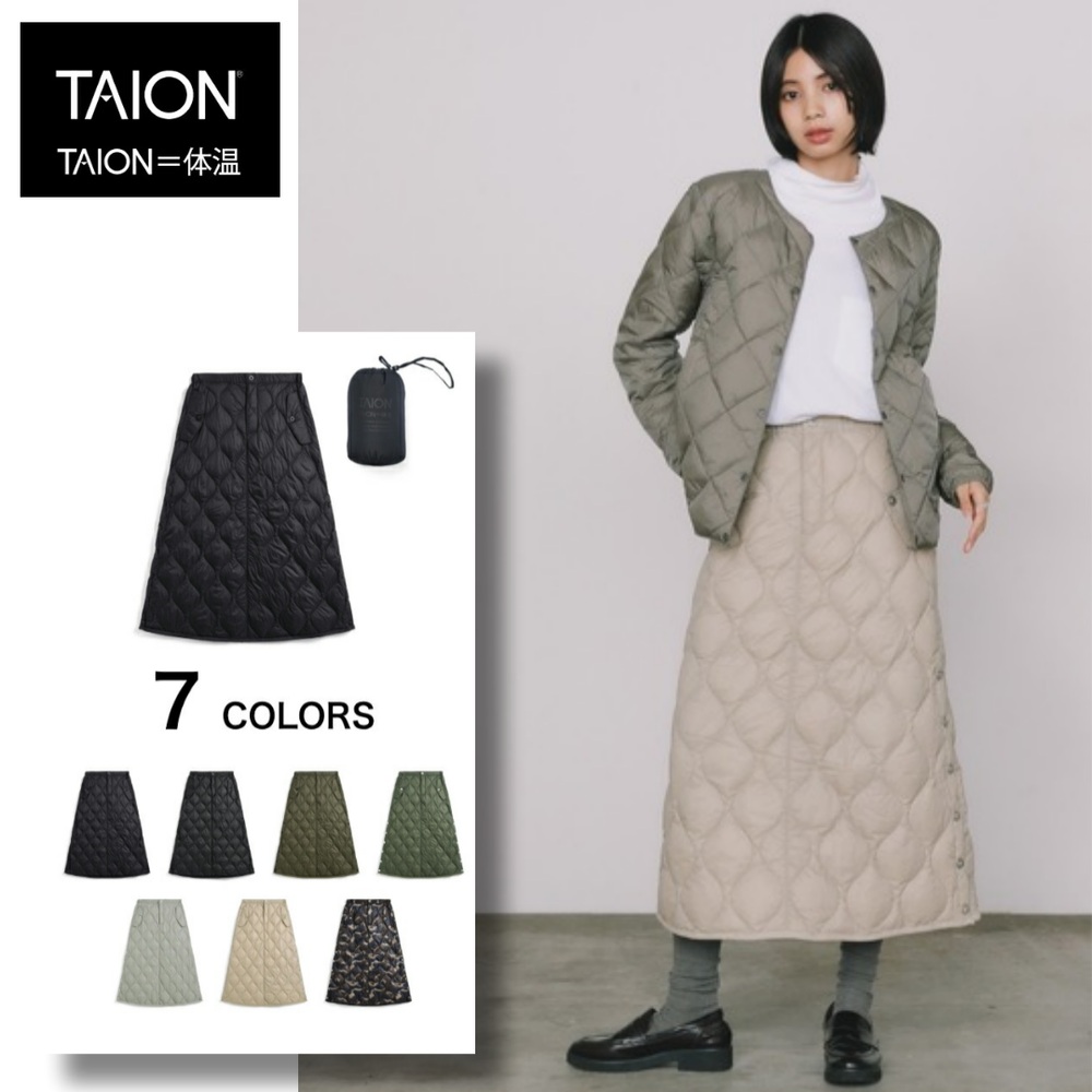 타이온 여성 밀리터리 다운 롱 스커트 패딩스커트 치마 TAION-W150 블랙 M - 상품 이미지