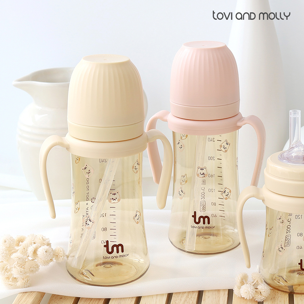 [토비앤몰리] 1+1 돗람이 아기 유아 어린이집 이유식 자기주도 빨대컵 280ml