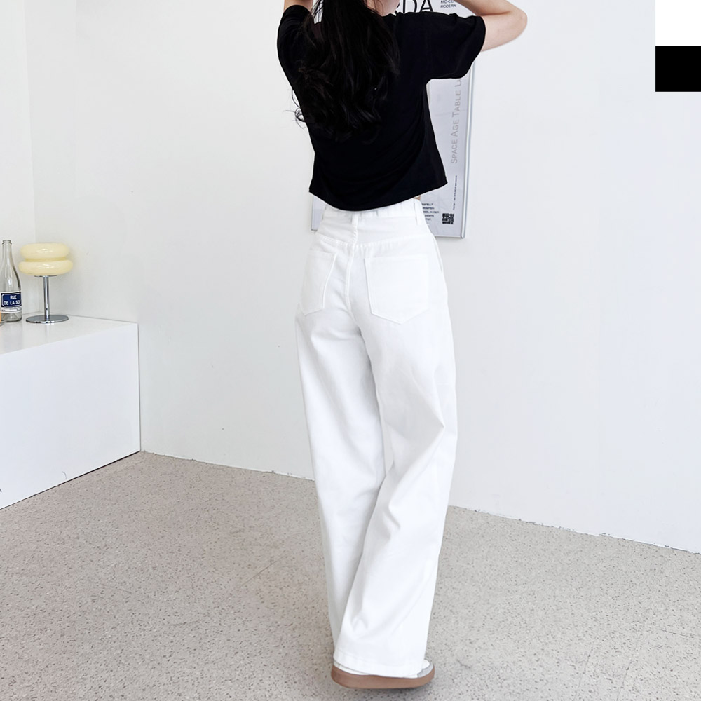 여자 핀턱와이드 코튼팬츠 - 상품 이미지