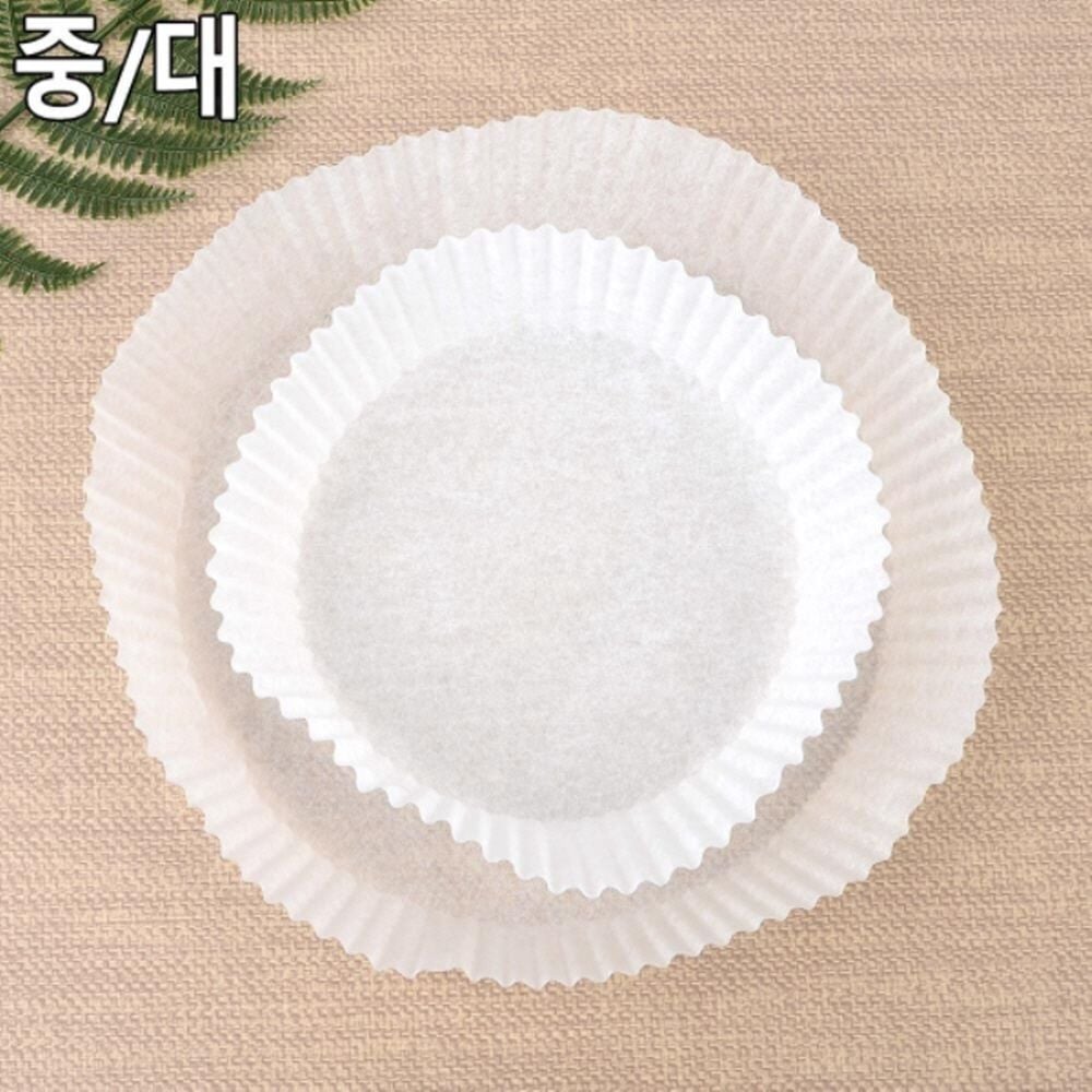 천연 펄프 에어프라이어 오븐 프라이팬 원형 종이호일 중형 - 상품 이미지