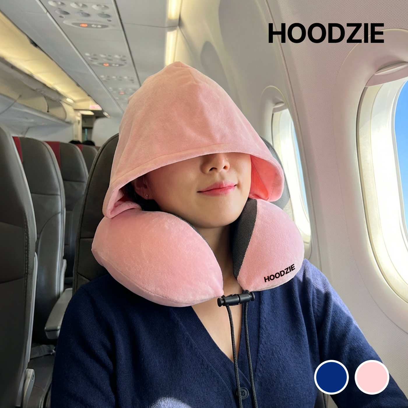 후드지 여행용 기내용 후드형 목베개 휴대용 자동차 목배게 제품 이미지