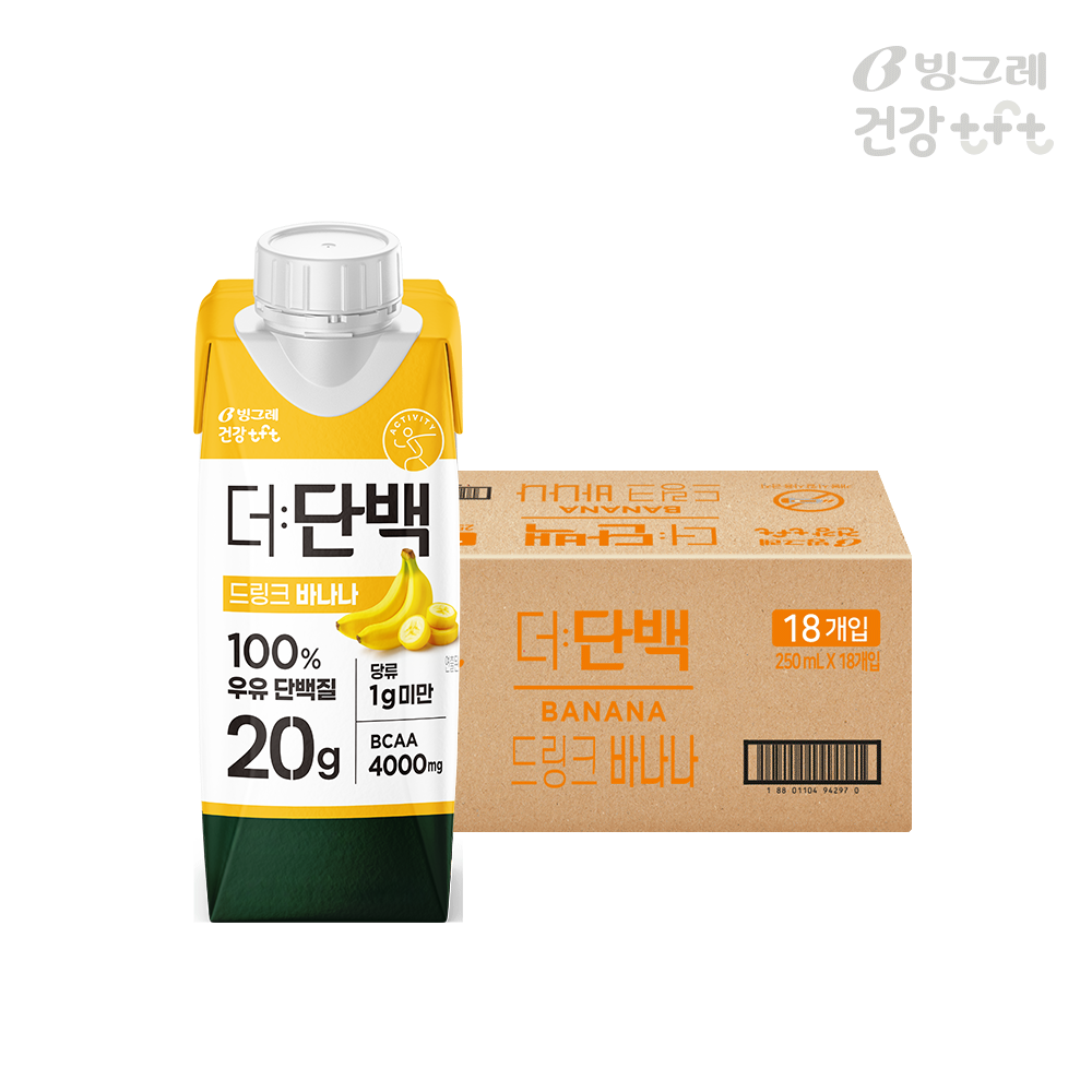 빙그레 더단백 드링크 바나나 단백질 프로틴음료 250ml 18팩 제품 이미지
