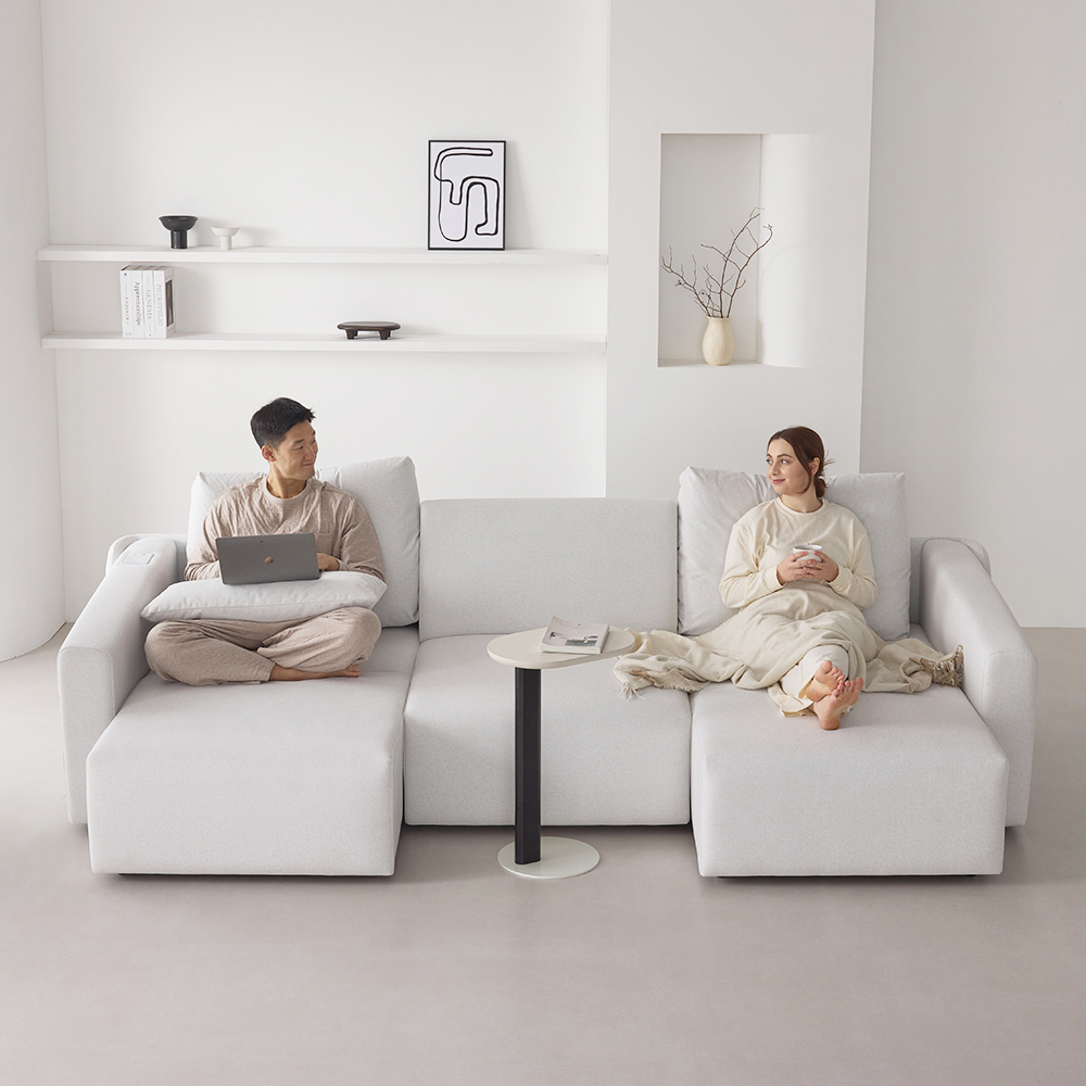 인디우드 올무빙 모션 4세대 슬라이딩 리클라이너 패브릭 소파 아이보리, 4인용