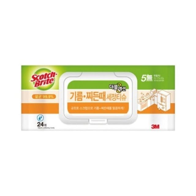 3M 스카치브라이트 기름때 세정티슈 더블액션 24매 - 단품 - 상품 이미지