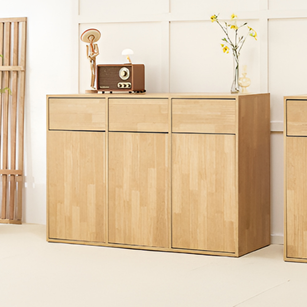 이븐 휴지통 분리수거장 탕비실 커피머신 받침대 1152x400x800mm, 3단, 우드 - 상품 이미지