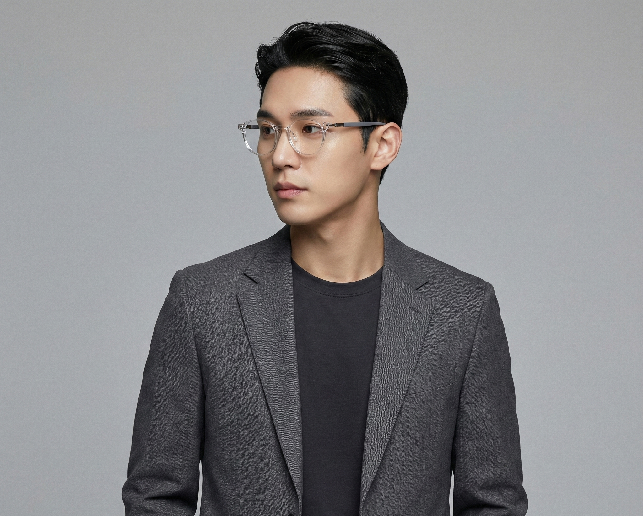 블루스크린차단 초경량 국산 나사없는 동그란 뿔테 안경 투명 고도근시